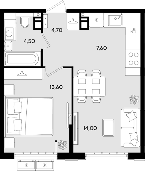 Продается 2-комн. квартира, 44.4 м²