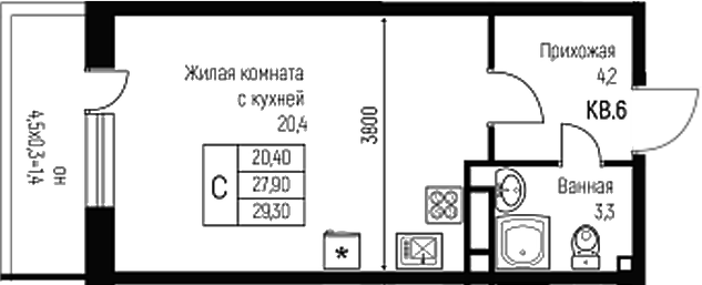 Продается 1-комн. квартира, 27.9 м²