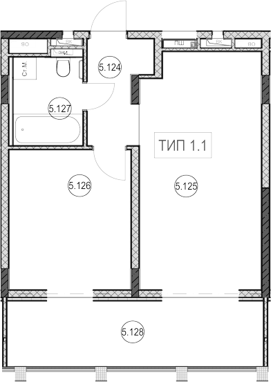 1-комн., 40.7 м², 1/7 этаж, ЖК «ГК Сан Гарден Хотел&СПА»