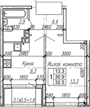Продается 1-комн. квартира, 30.9 м²