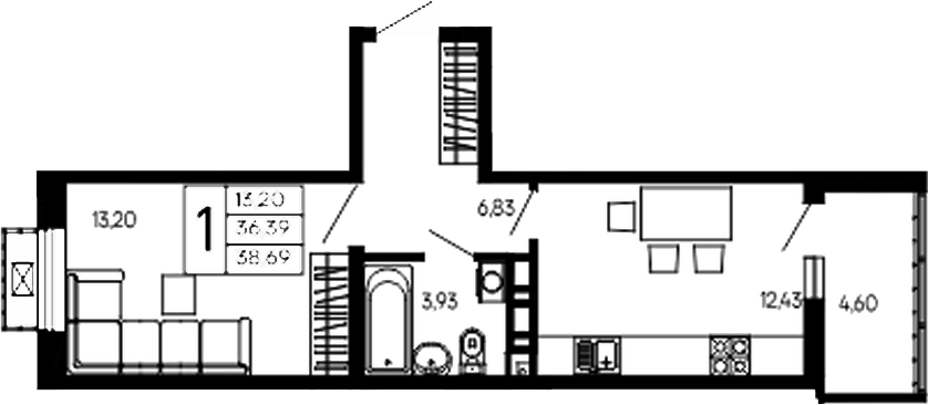 Продается 1-комн. квартира, 36.39 м²