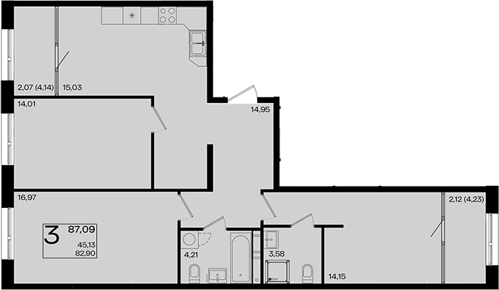 4+ комнаты, 82.9 м², 5/9 этаж, ЖК «Патрики»