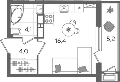 Студия, 24.5 м², 12/24 этаж, ЖК «Рекорд»