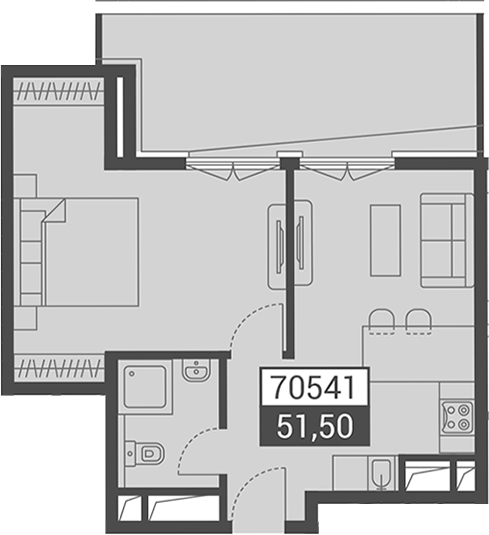 Продается 1-комн. квартира, 51.5 м²