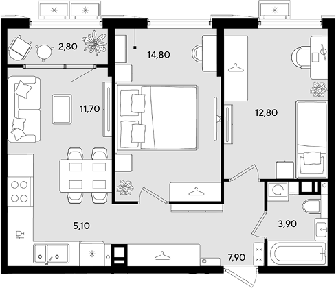 3-комн., 56.2 м², 8/18 этаж, ЖК «Порто-Ново»