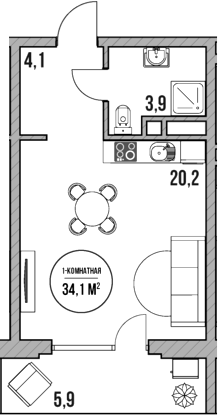 Студия, 28.2 м², 3/5 этаж, ЖК «МореТут»