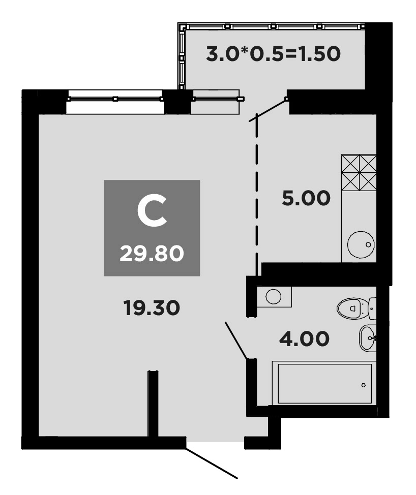 Студия, 28.3 м², 20/20 этаж, ЖК «НЕО-квартал Красная площадь»