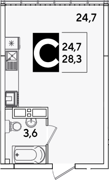 Студия, 28.3 м², 16/16 этаж, ЖК «Самолет»