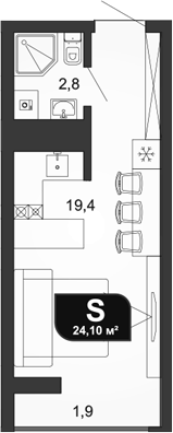 Студия, 22.2 м², 16/19 этаж, ЖК «Сочи Парк»