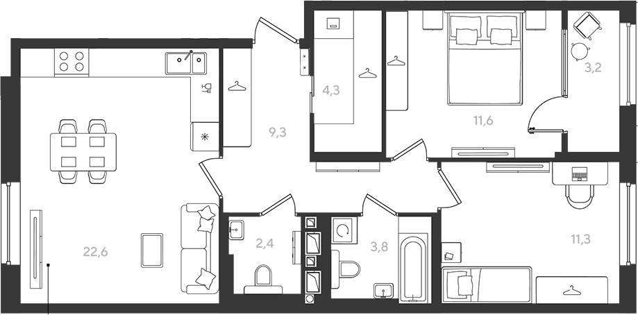 Продается 2-комн. квартира, 65.3 м²