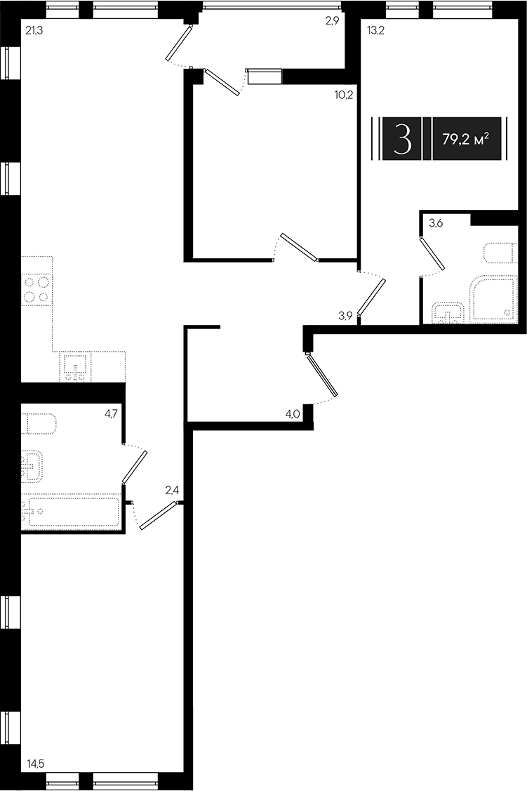 4+ комнаты, 76.3 м², 8/9 этаж, ЖК «Эрмитаж»