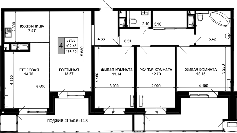 Продается 5-комн. квартира, 102.45 м²