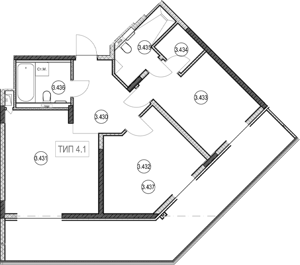 3-комн., 64.5 м², 4/9 этаж, ЖК «ГК Сан Гарден Хотел&СПА»