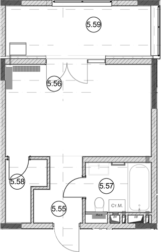Студия, 28.6 м², 5/5 этаж, ЖК «Эден Ривьера»