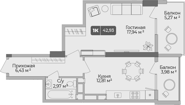 1-комн. Золотой берег. СЗ Среда
