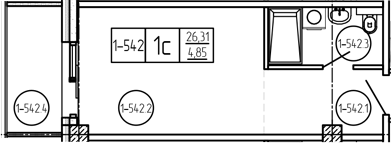 Студия, 26.31 м², 4/9 этаж, ЖК «Лучи»