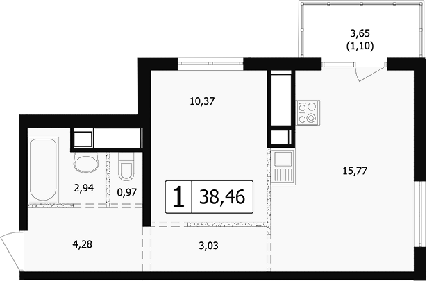 Продается 2-комн. квартира, 36.3 м²