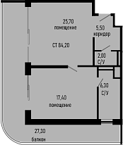1-комн., 56.9 м², 1/8 этаж, ЖК «Курортный отель Алеан Селект Агой»