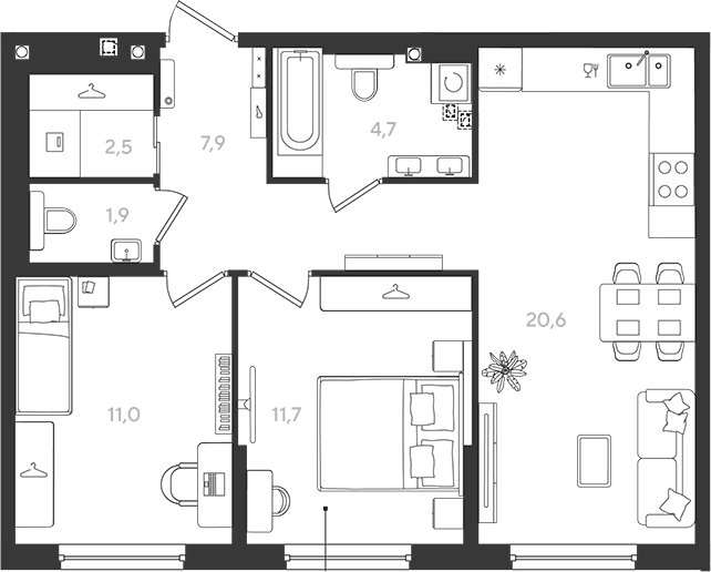 Продается 2-комн. квартира, 60.3 м²