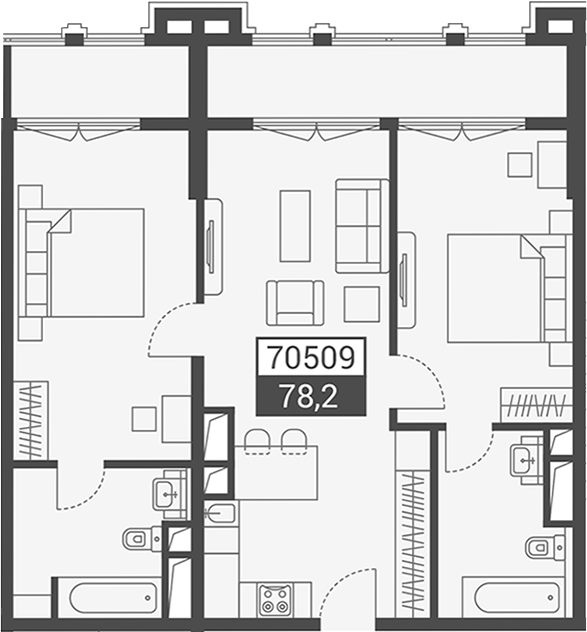 Продается 1-комн. квартира, 78.2 м²