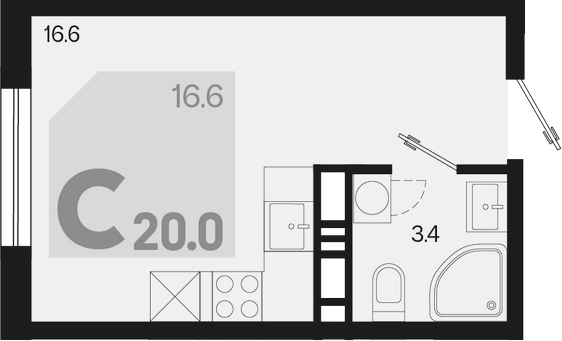 Студия, 20 м², 16/18 этаж, ЖК «Первое место»