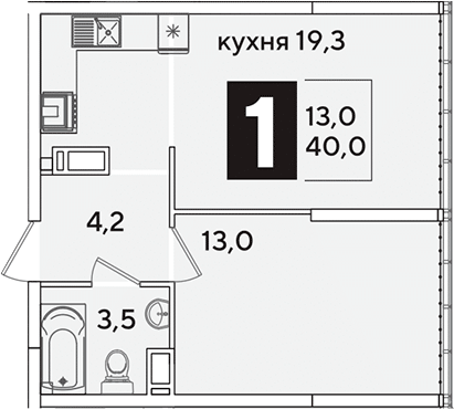 2-комн., 40 м², 16/16 этаж, ЖК «Самолет»