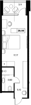Студия, 25.87 м², 6/8 этаж, ЖК «Гостиничный комплекс Белые ночи»