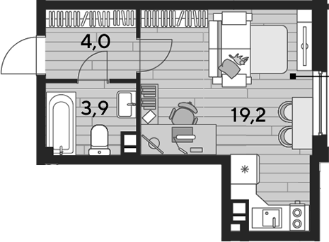 Студия, 27.1 м², 6/16 этаж, ЖК «DОГМА ПАРК»