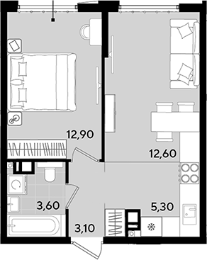 2-комн., 37.5 м², 9/18 этаж, ЖК «Порто-Ново»