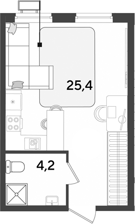 Студия, 29.6 м², 2/18 этаж, ЖК «Парк Победы»