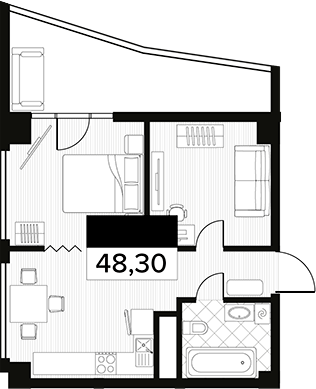 Объект, 48.3 м², 4/14 этаж, ЖК «Горизонт. AVA Сочи»