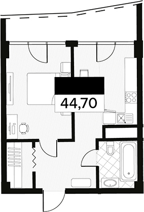 Объект, 44.7 м², 5/14 этаж, ЖК «Горизонт. AVA Сочи»