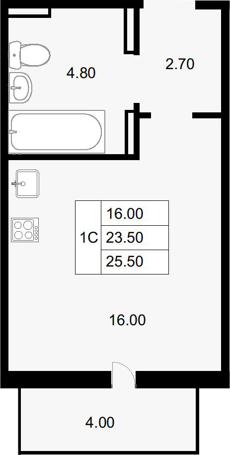 Студия, 23.5 м², 15/18 этаж, ЖК «Парк у дома»