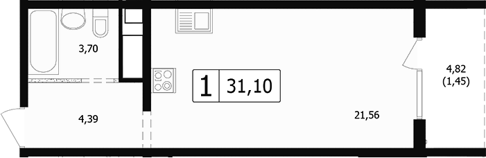 Студия, 28.15 м², 7/24 этаж, ЖК «Парусная регата»