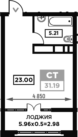 Студия, 28.21 м², 9/21 этаж, ЖК «Сердце»