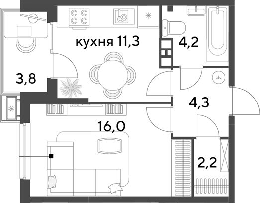 Продается 1-комн. квартира, 38 м²