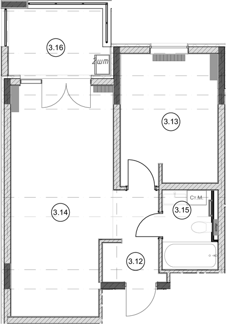 1-комн., 42.1 м², 3/5 этаж, ЖК «Эден Ривьера»