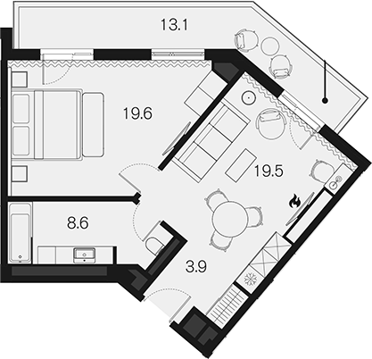 1-комн., 51.6 м², 3/4 этаж, ЖК «Benefit Sky Breeze Sochi»