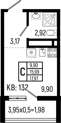 Студия, 15.99 м², 11/18 этаж, ЖК «Ботаника Хиллс»