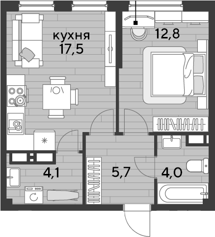 1-комн., 44.1 м², 13/16 этаж, ЖК «DОГМА ПАРК»
