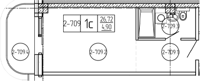 Студия, 26.72 м², 7/9 этаж, ЖК «Лучи»