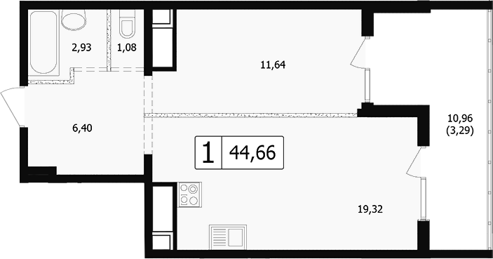 2-комн., 38.01 м², 16/24 этаж, ЖК «Парусная регата»