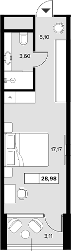 Студия, 25.87 м², 5/6 этаж, ЖК «Гостиничный комплекс Белые ночи»