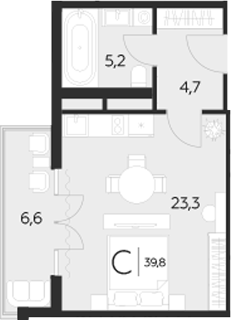 Студия, 33.2 м², 5/8 этаж, ЖК «LeePrime Residences Polyana Sochi»