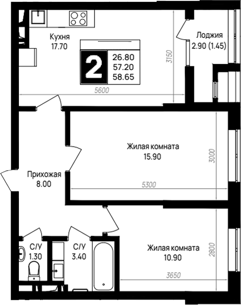 2-комн. На высоком берегу
