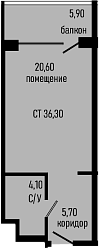 Студия, 30.4 м², 7/8 этаж, ЖК «Курортный отель Алеан Селект Агой»
