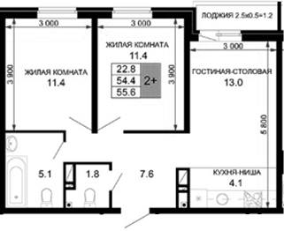 Продается 3-комн. квартира, 54.4 м²
