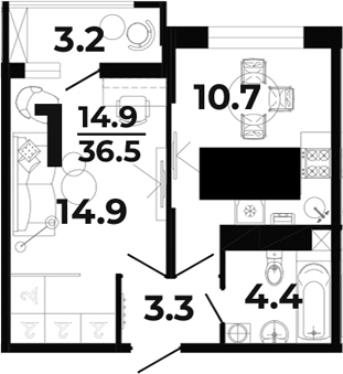 Продается 1-комн. квартира, 33.3 м²