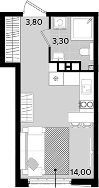 Студия, 21.1 м², 9/18 этаж, ЖК «Порто-Ново»