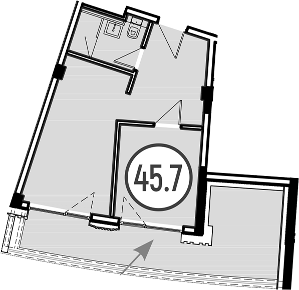 Объект, 45.7 м², 1/4 этаж, ЖК «Гостиничный комплекс GRAND CASCADE»